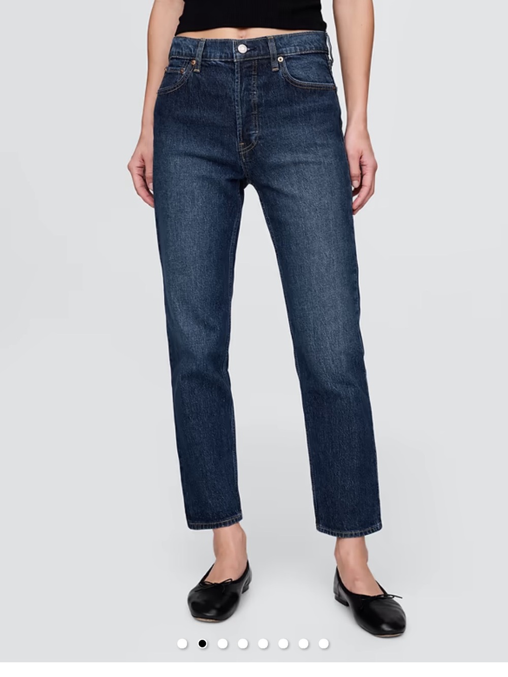 Gap High Rise Cheeky Straight Jeans Dark Indigo Button Fly Size 31 Tall